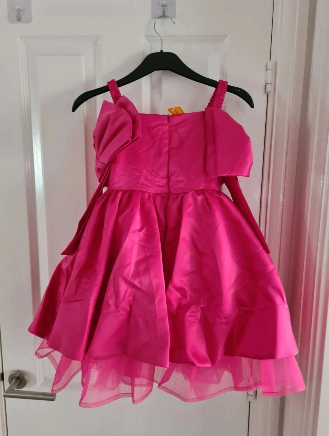 Barbie Dress girls 8y pink fuchsia above knee barbie dress bows tulle straps occasion weeding