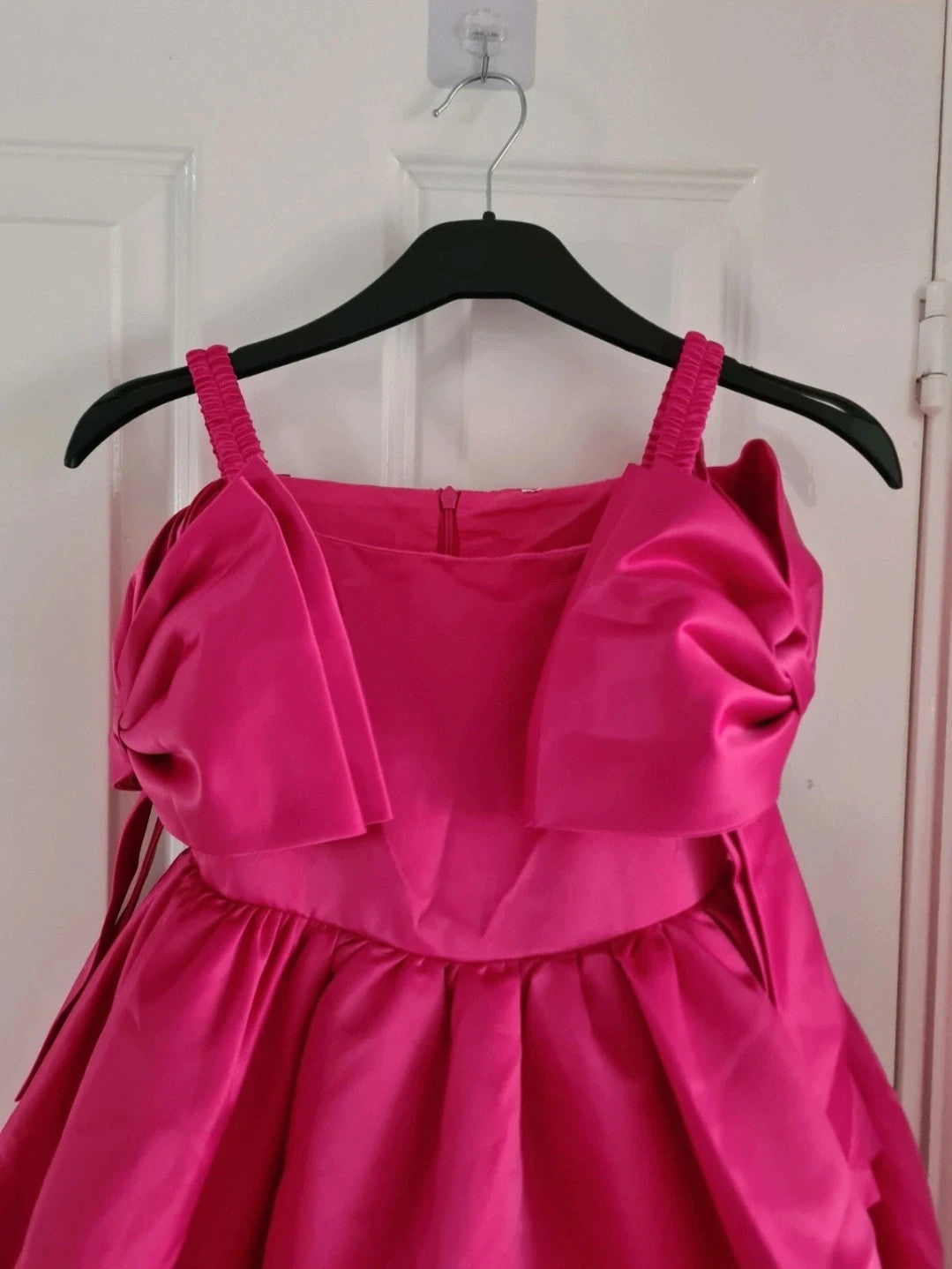 Barbie Dress girls 8y pink fuchsia above knee barbie dress bows tulle straps occasion weeding