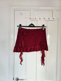 Outcast evelane mini skirt women floral lace frill hem bodycon fit fully lined mesh red M/10