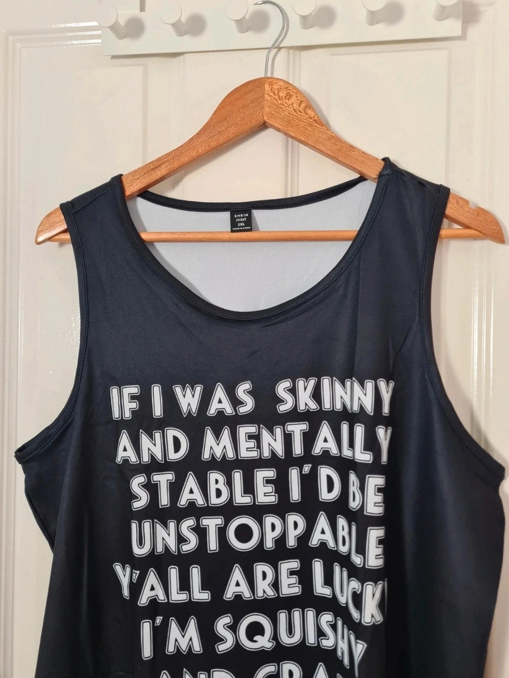 Shein curve tank top sleeveless T-shirt letter print women vest top plus size black/white 3XL/18