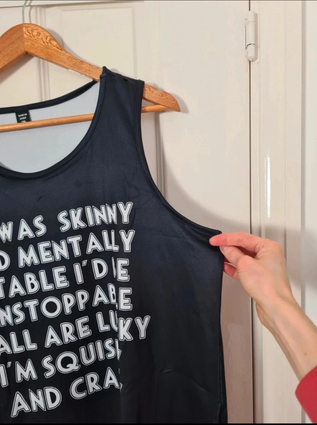 Shein curve tank top sleeveless T-shirt letter print women vest top plus size black/white 3XL/18
