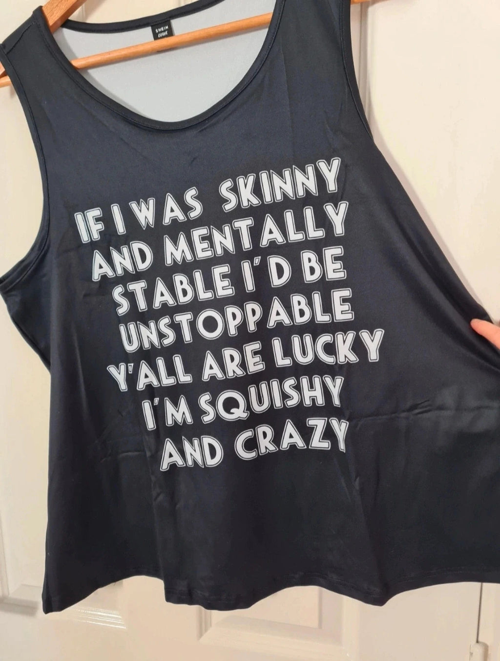 Shein curve tank top sleeveless T-shirt letter print women vest top plus size black/white 3XL/18