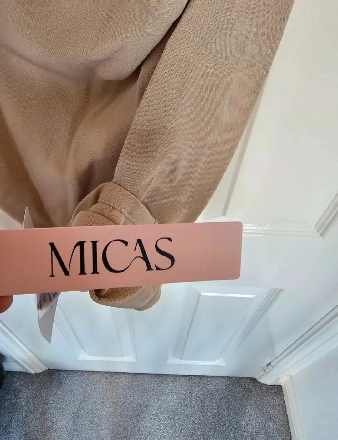 Micas knot twist straps sleeveless mini dress women ruched zip side party night out dress beige L/12
