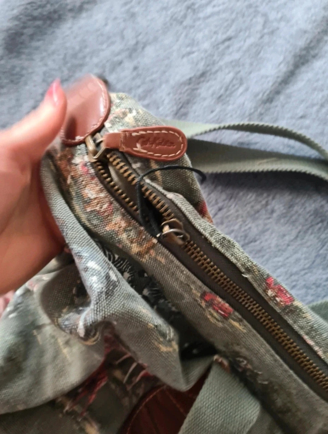 Cath Kidston women shoulder big bag safari park handbag zipper pockets overnight cotton green