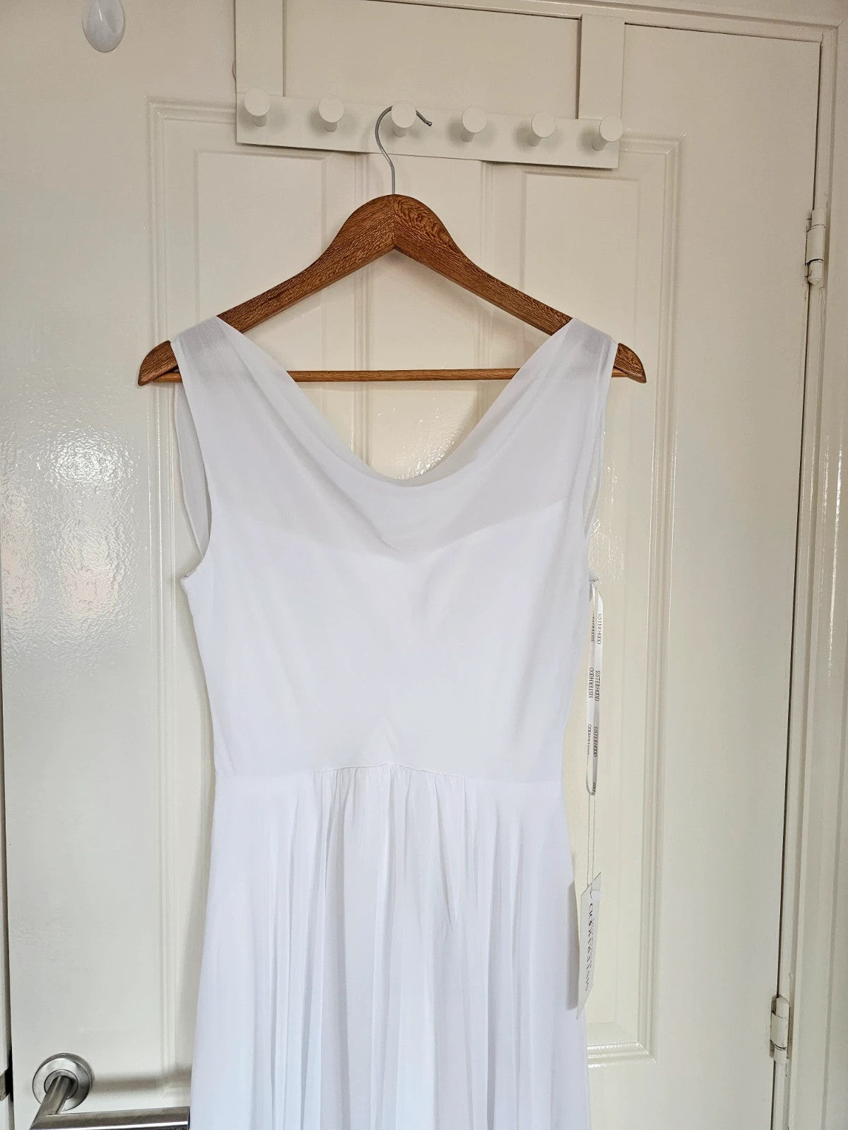Sisterhood Cressida maxi dress women weeding bride straps cowl neck lining white dress XS/8