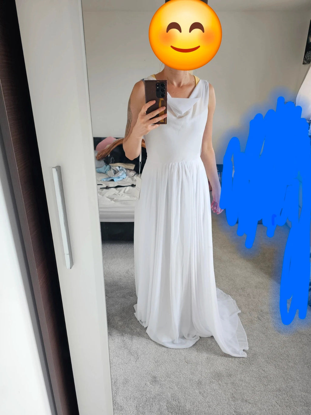 Sisterhood Cressida maxi dress women weeding bride straps cowl neck lining white dress XS/8