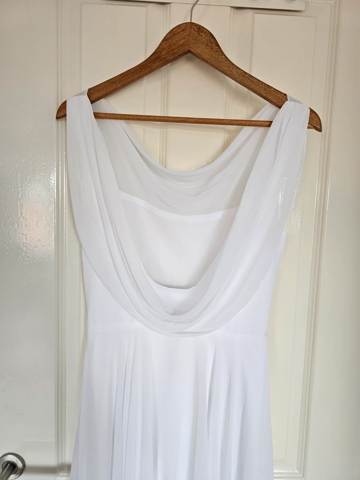 Sisterhood Cressida maxi dress women weeding bride straps cowl neck lining white dress XS/8