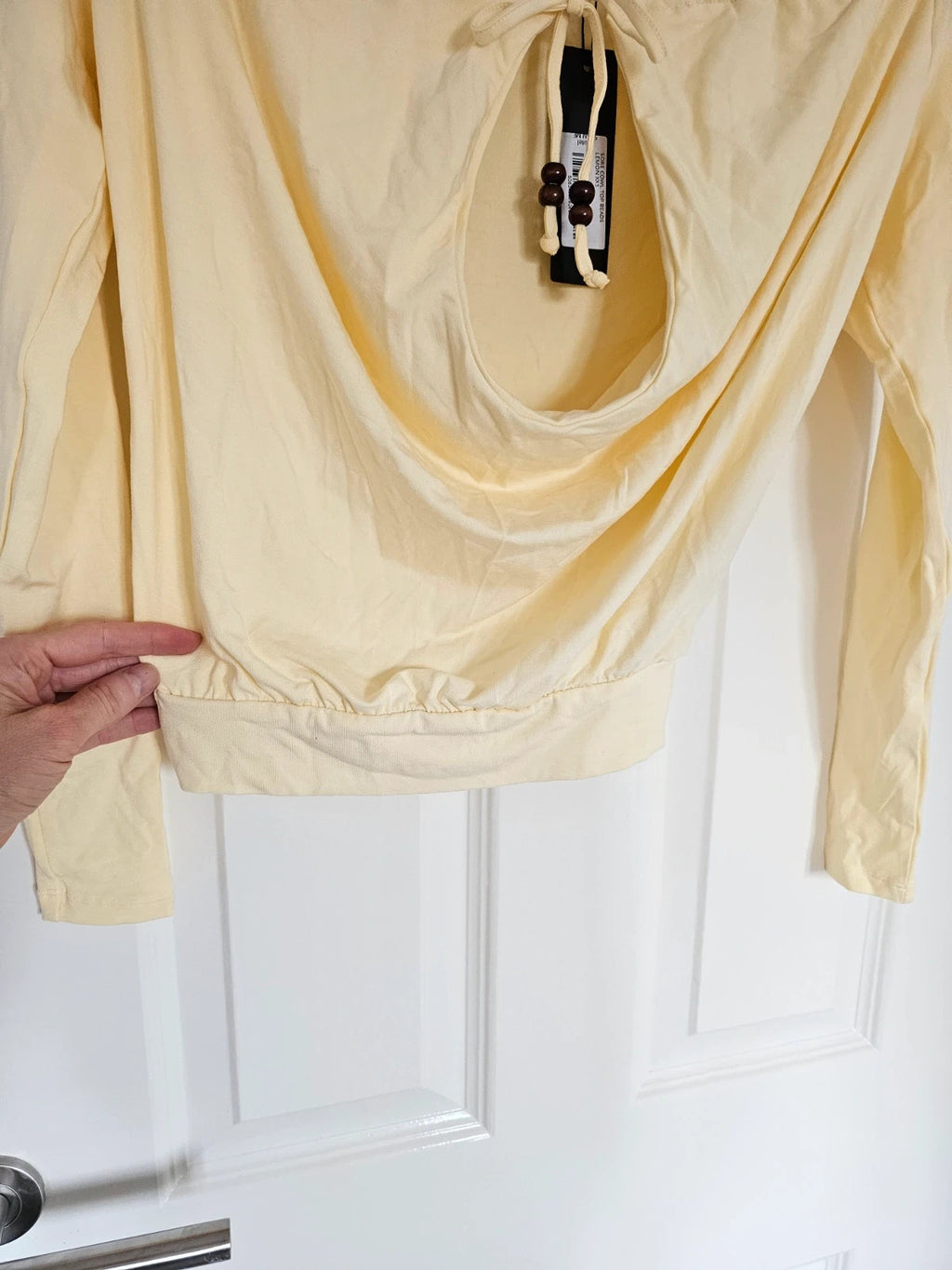 Motel sore cowl neck long sleeve top with beats women off shoulder jersey yellow Y2K XS/6