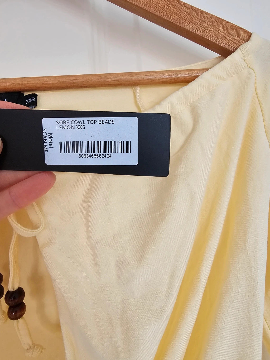 Motel sore cowl neck long sleeve top with beats women off shoulder jersey yellow Y2K XS/6