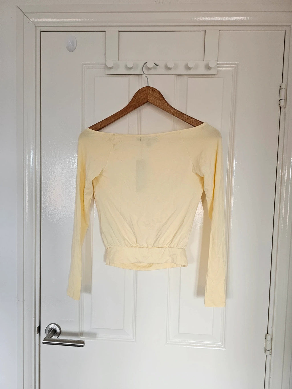 Motel sore cowl neck long sleeve top with beats women off shoulder jersey yellow Y2K XS/6