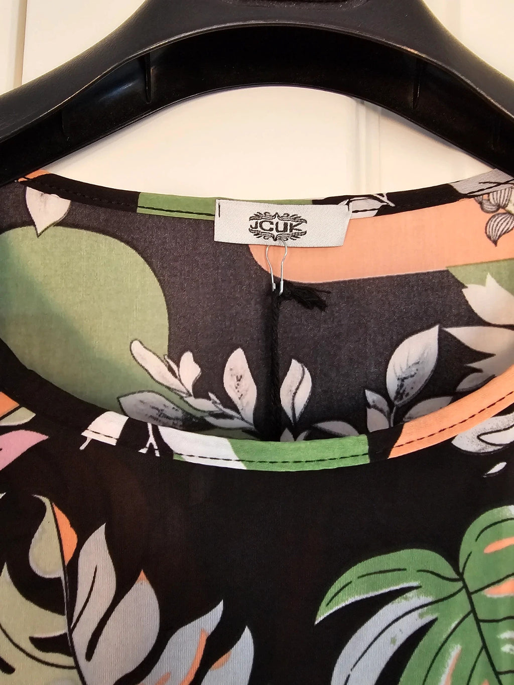 Generic women co-ord relaxed set short sleeve T-shirt & trousers elastic waist leaf floral 12/18