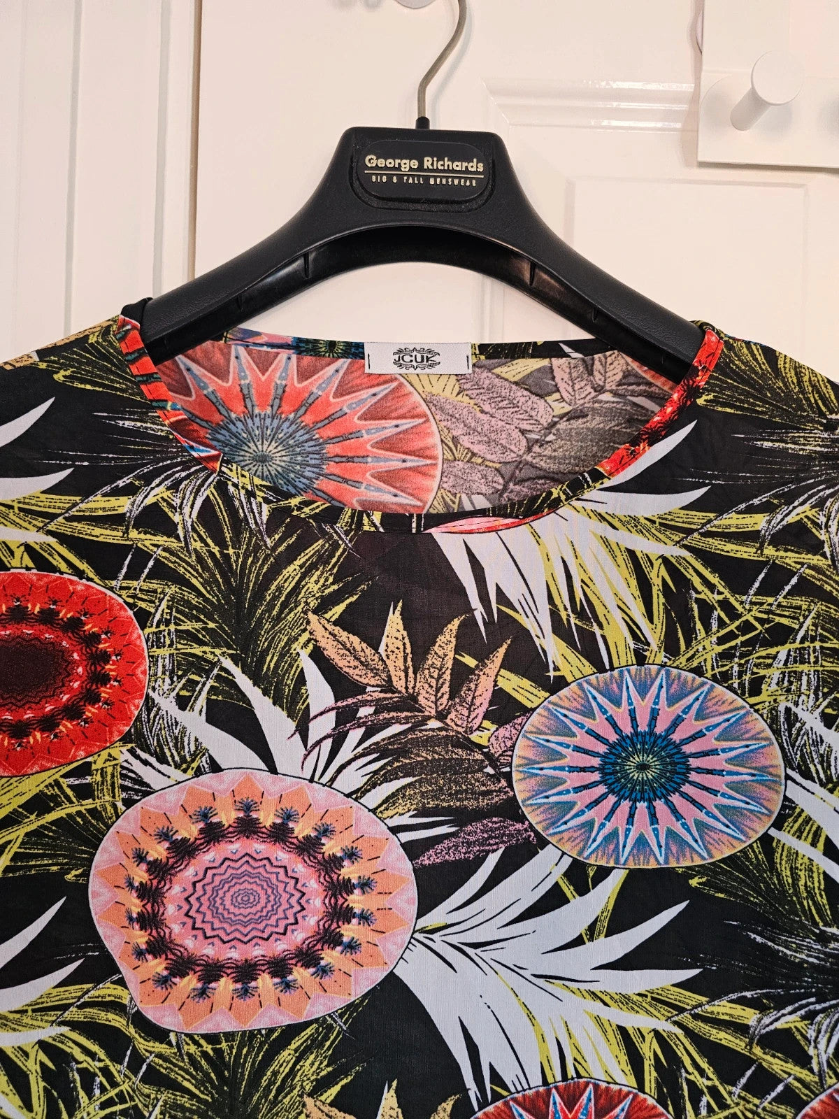 Generic women co-ord relaxed set short sleeve T-shirt & trousers palm floral 12/14/16/18