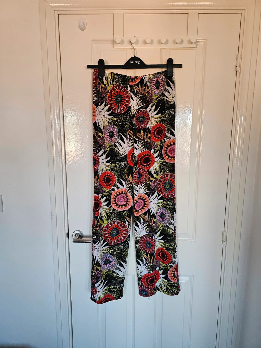 Generic women co-ord relaxed set short sleeve T-shirt & trousers palm floral 12/14/16/18