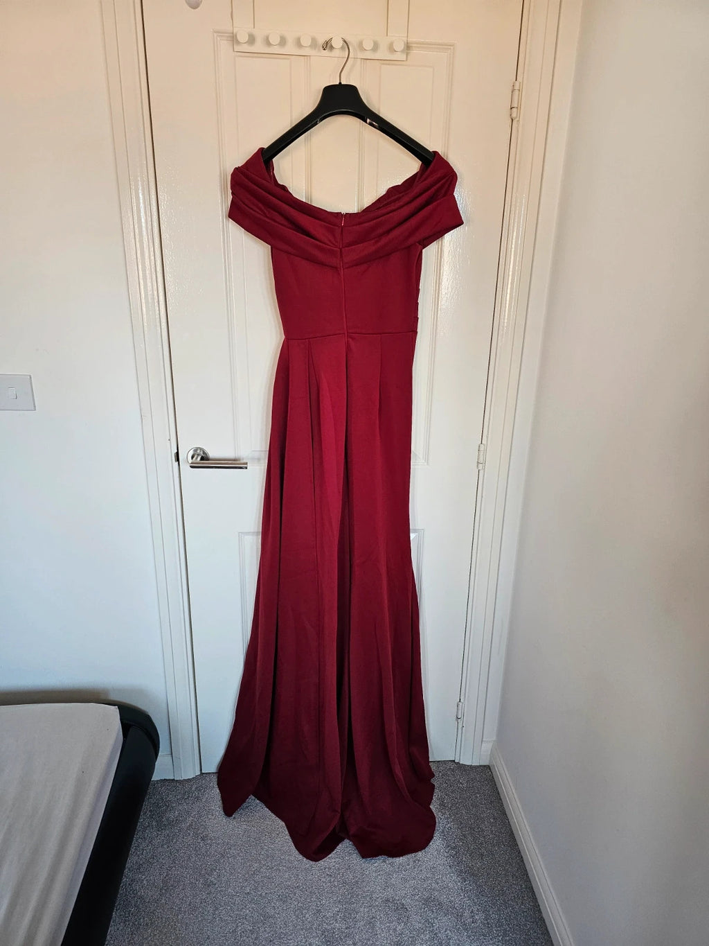 Adyce one shoulder cross maxi dress women V-neck pleated long ribbon high split weeding red M/10