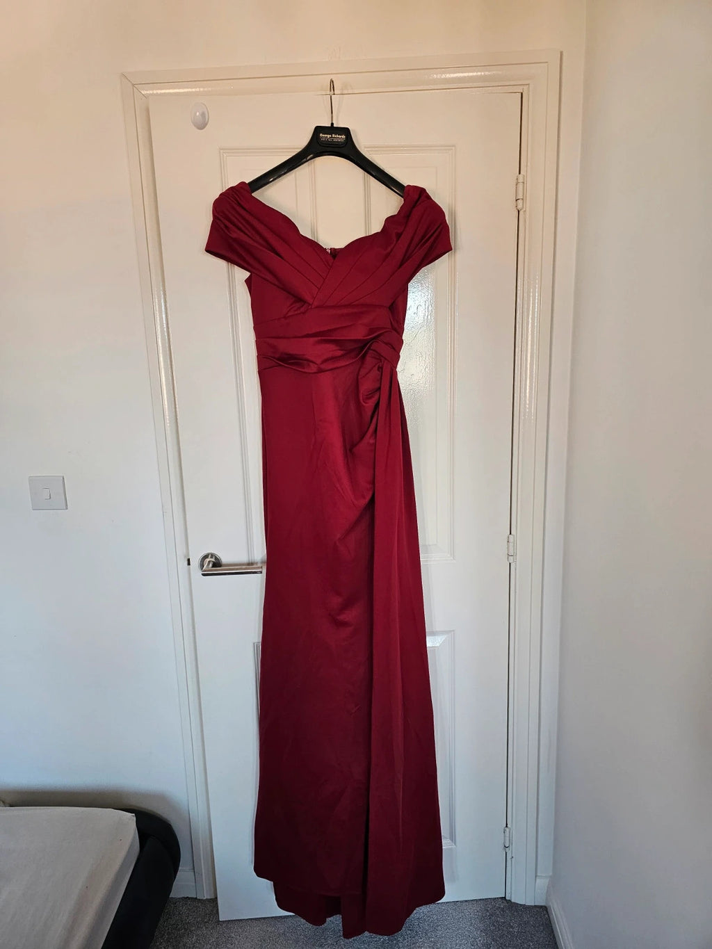 Adyce one shoulder cross maxi dress women V-neck pleated long ribbon high split weeding red M/10