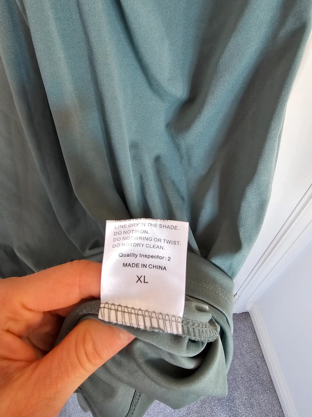 Generic knotted twist detail waist midi dress women V-neck sleeveless knee length  green XL/16