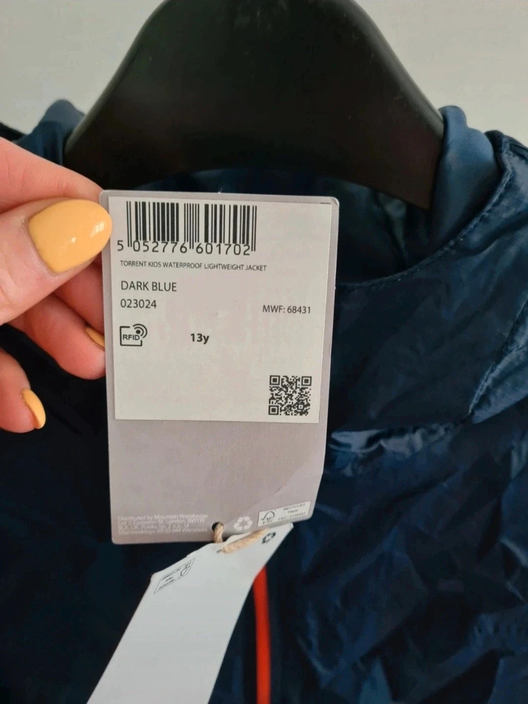 Mountain Warehouse teen 13y torrent kids waterproof lightweight jacket hood dark blue