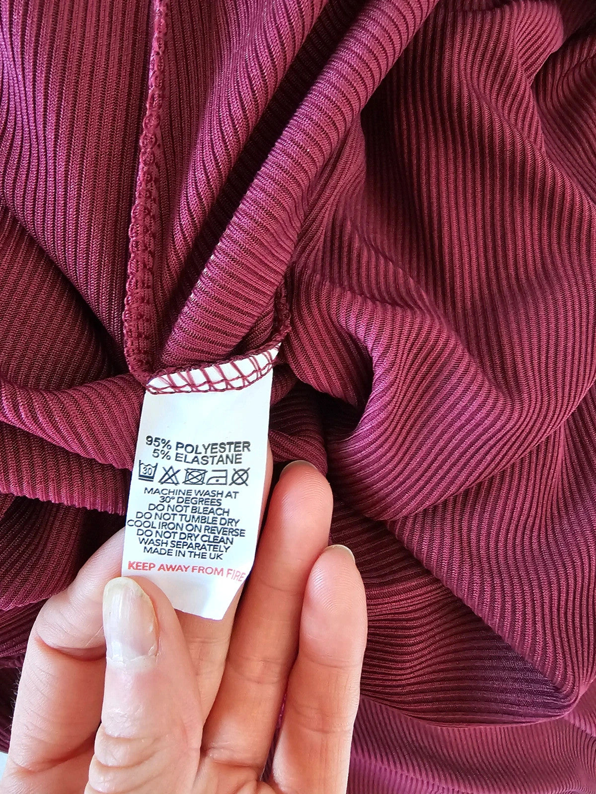 Generic women textured knit co-ord set jumper trousers wide straight leg burgundy casual one size