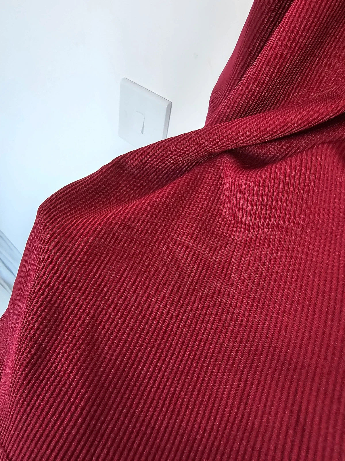 Generic women textured knit co-ord set jumper trousers wide straight leg burgundy casual one size