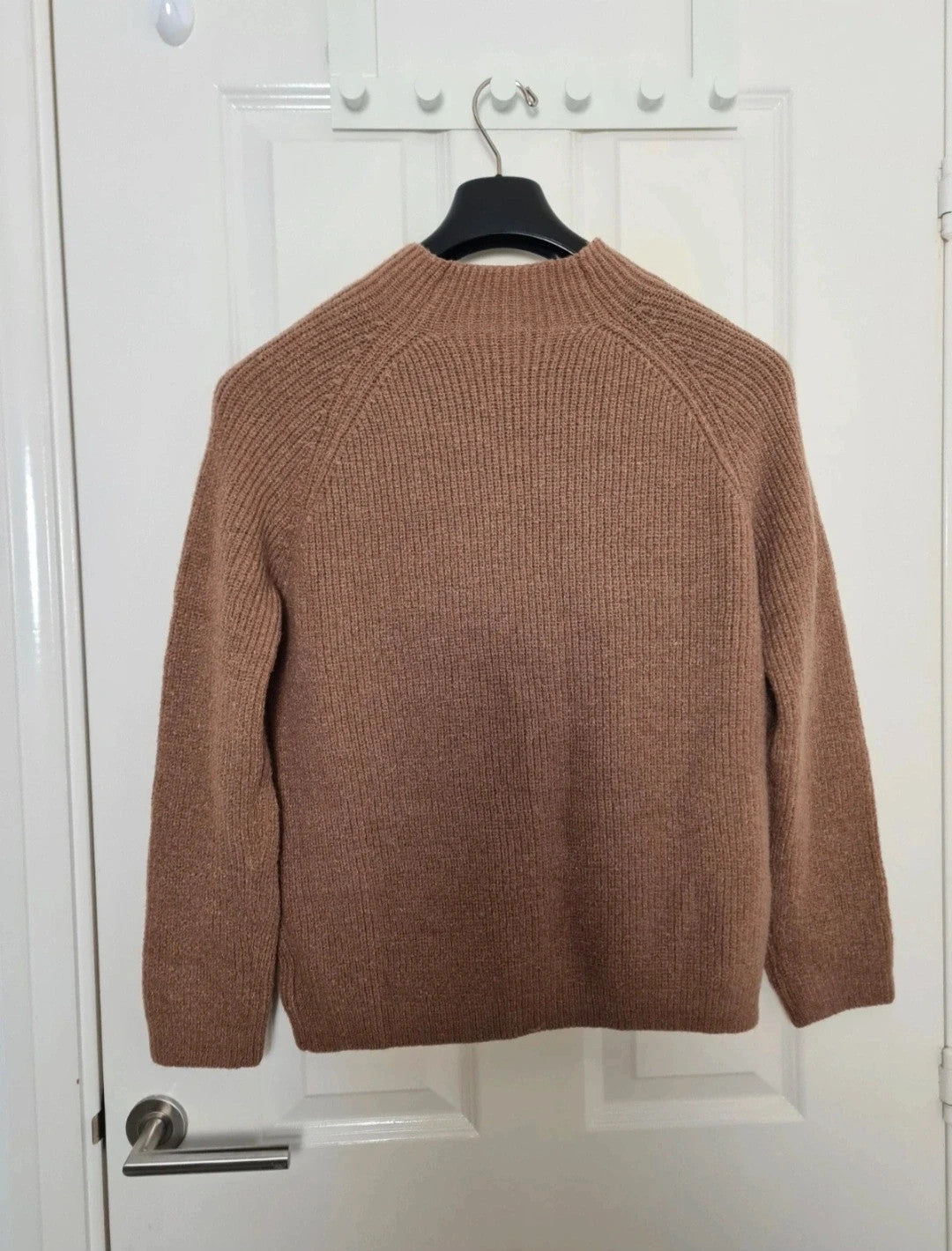 Shein women brown 2pcs set turtleneck cardigan sweater A-line mini skirt knit rib thick M/10-12