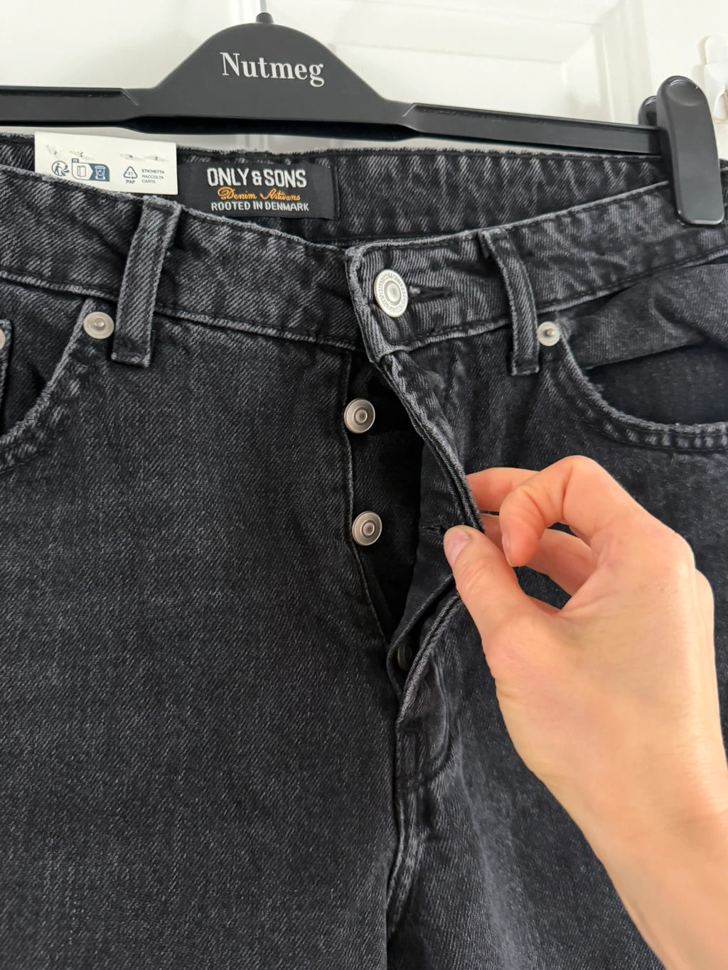 Only & sons onsedge straight fit jeans men cotton black wash casual jeans W32 L32