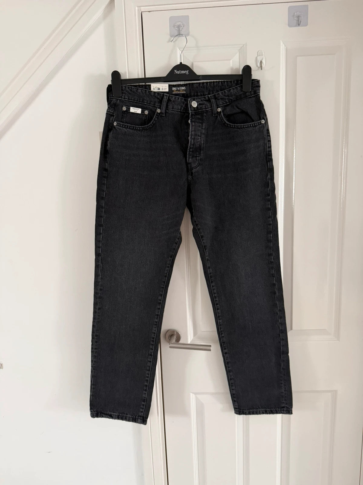 Only & sons onsedge straight fit jeans men cotton black wash casual jeans W32 L32