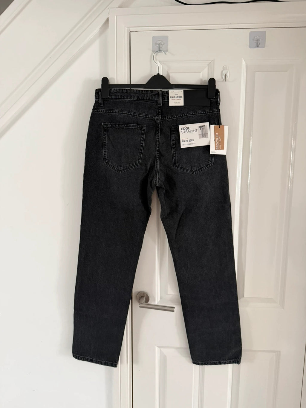 Only & sons onsedge straight fit jeans men cotton black wash casual jeans W32 L32