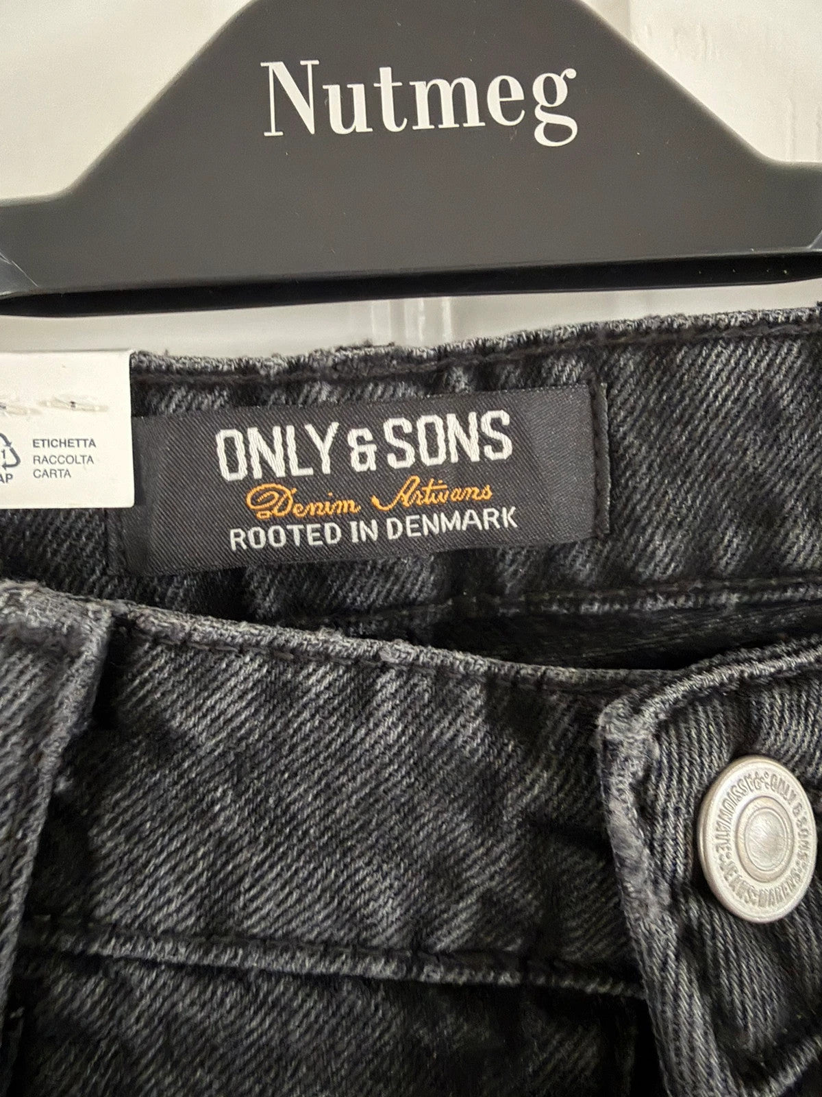 Only & sons onsedge straight fit jeans men cotton black wash casual jeans W32 L32