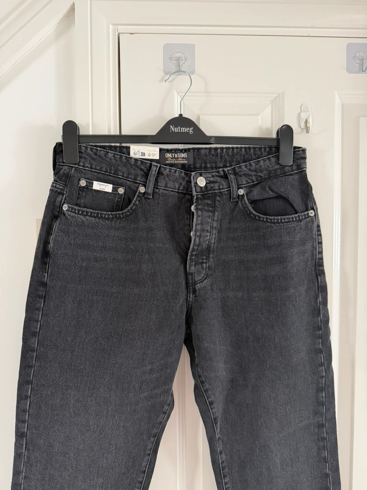 Only & sons onsedge straight fit jeans men cotton black wash casual jeans W32 L32