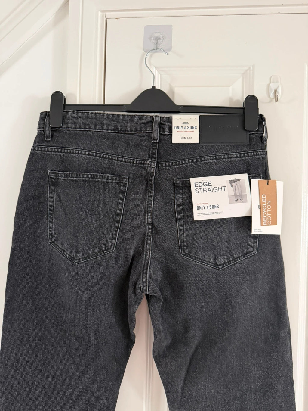 Only & sons onsedge straight fit jeans men cotton black wash casual jeans W32 L32