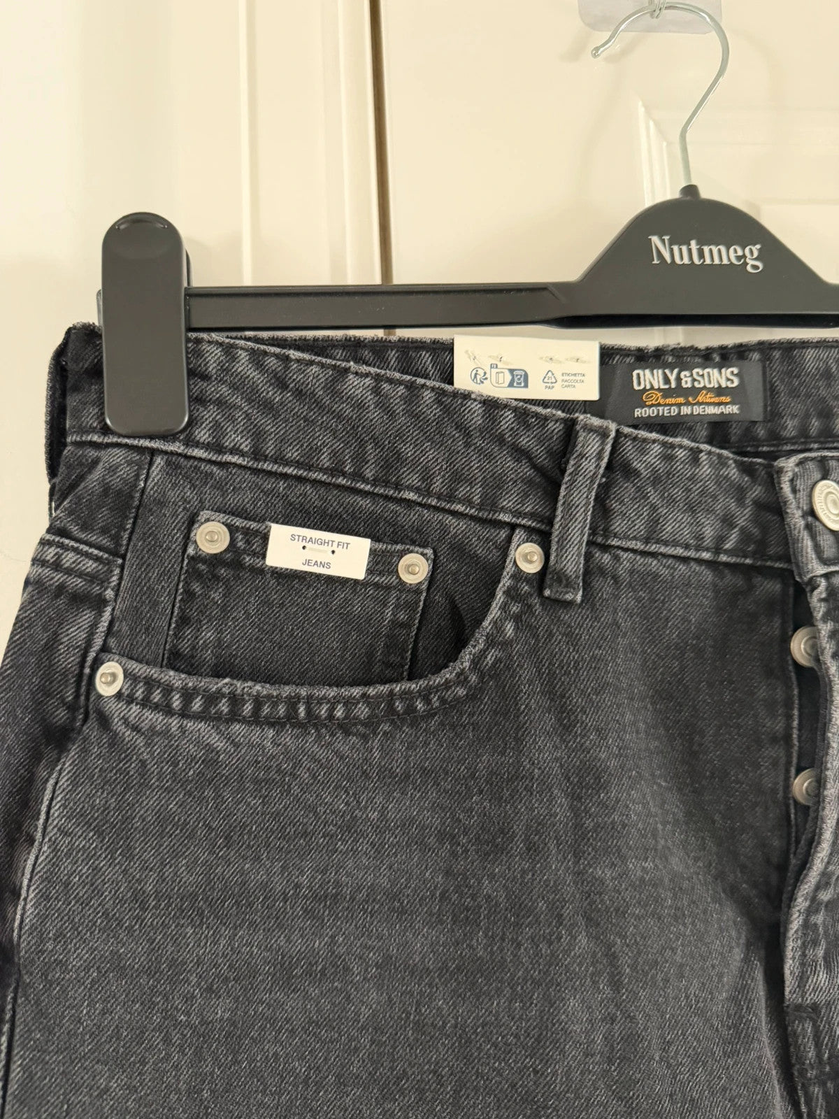 Only & sons onsedge straight fit jeans men cotton black wash casual jeans W32 L32