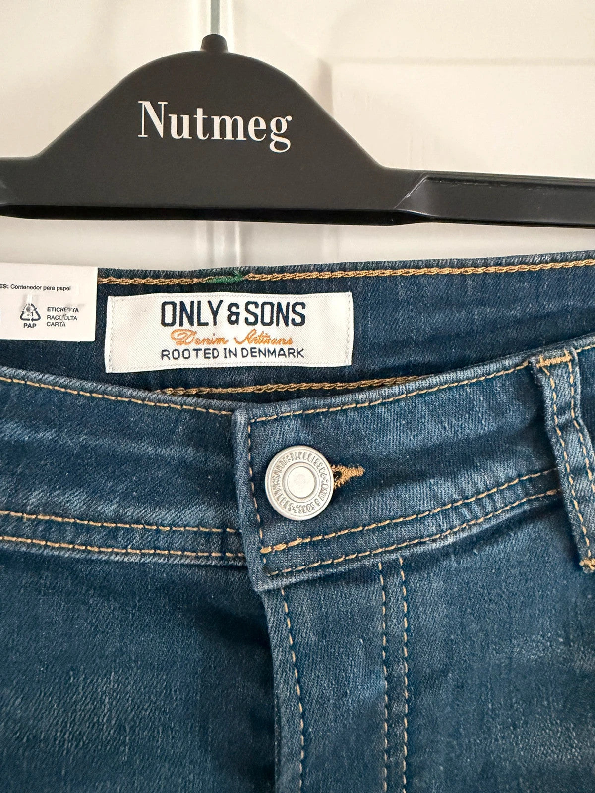 Only & sons onsweft regular straight leg jeans men cotton mid rise dark blue denim trousers W33L32