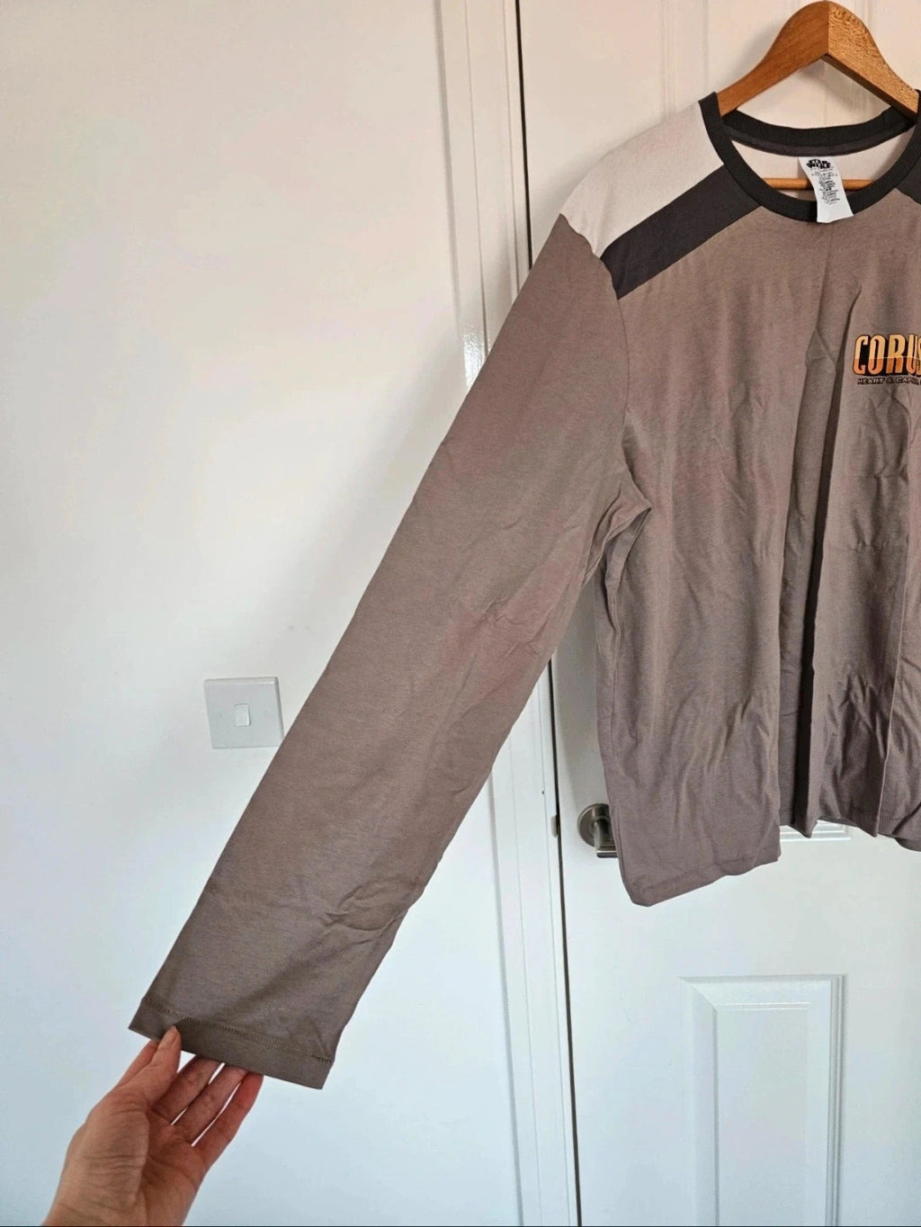 Disney Star Wars men long sleeve top sweater Coruscant Yoda Yedi Ahsoka cotton casual jumper grey L