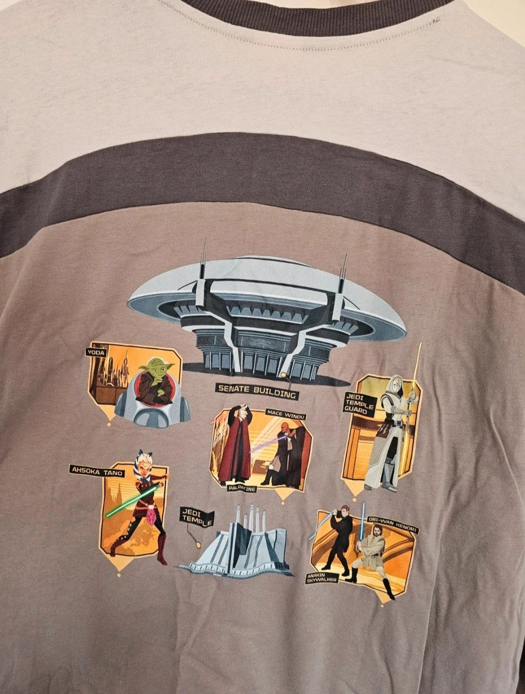 Disney Star Wars men long sleeve top sweater Coruscant Yoda Yedi Ahsoka cotton casual jumper grey L
