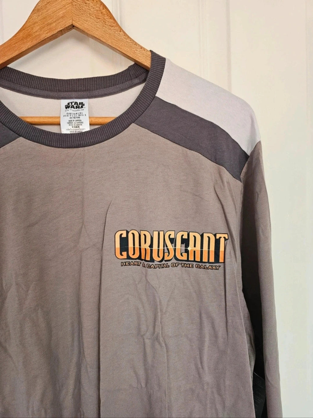 Disney Star Wars men long sleeve top sweater Coruscant Yoda Yedi Ahsoka cotton casual jumper grey L
