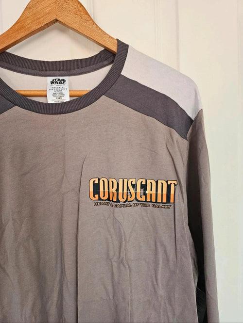 Disney Star Wars men long sleeve top sweater Coruscant Yoda Yedi Ahsoka cotton casual jumper grey L