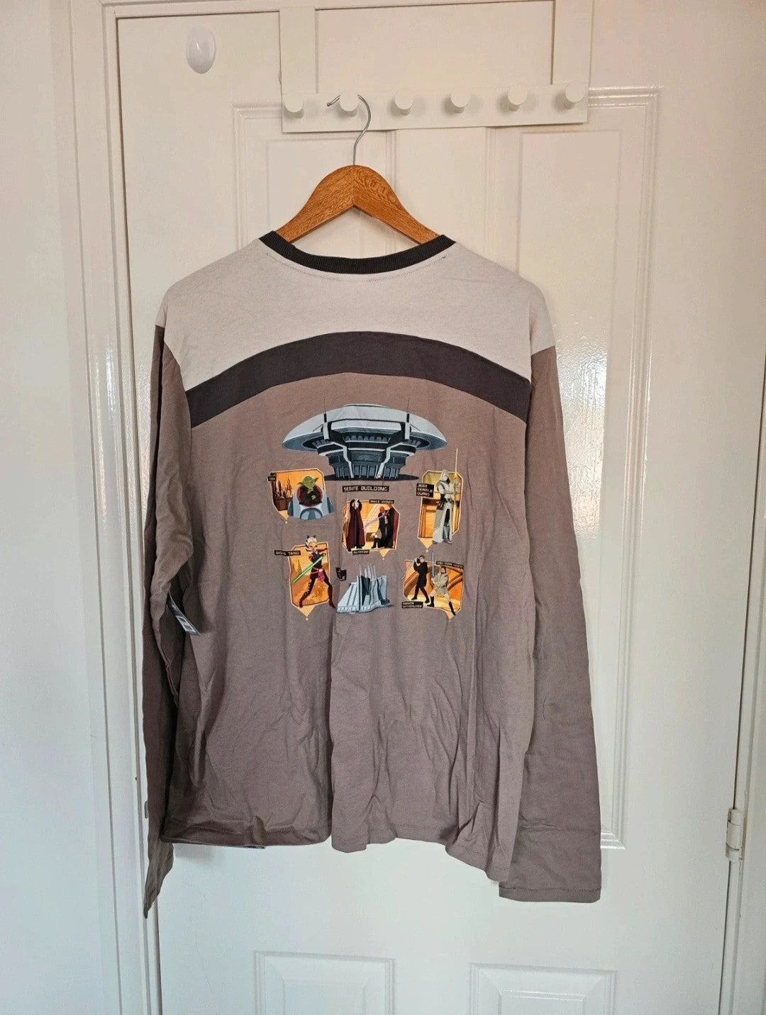 Disney Star Wars men long sleeve top sweater Coruscant Yoda Yedi Ahsoka cotton casual jumper grey L