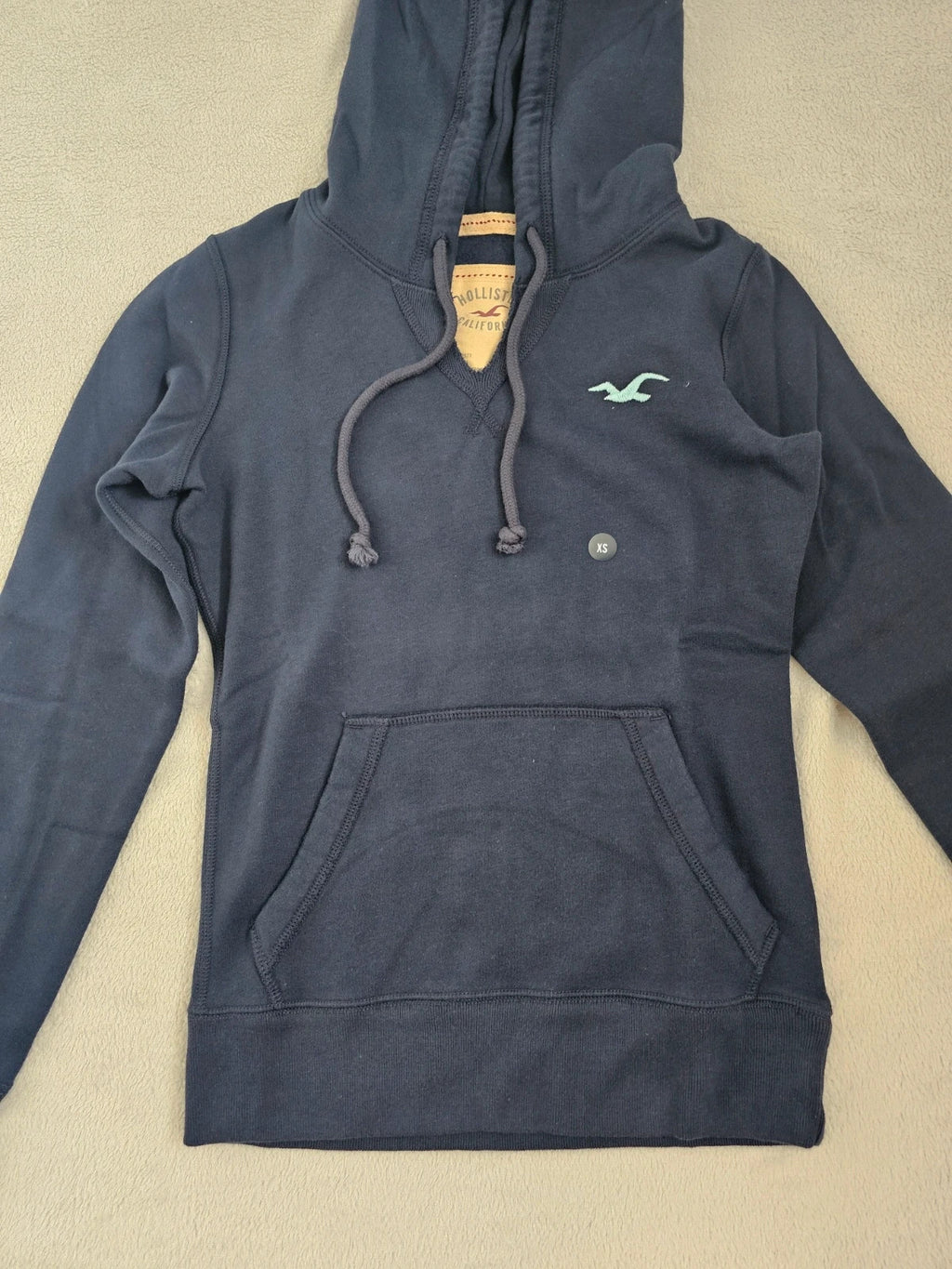 Hollister women feel good icon hoodie slim fit embroidered logo navy XS/6