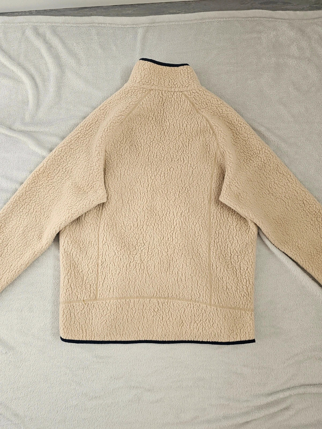 Patagonia men retro pile fleece jacket full zip stand-up collar pullover regular beige L