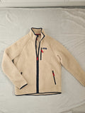 Patagonia men retro pile fleece jacket full zip stand-up collar pullover regular beige L