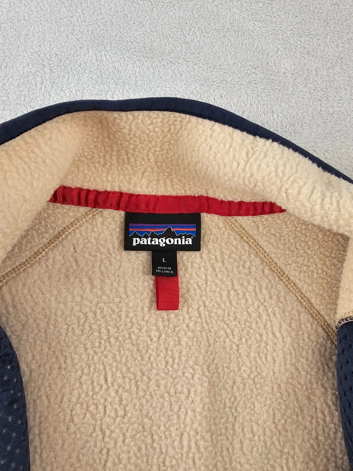 Patagonia men retro pile fleece jacket full zip stand-up collar pullover regular beige L