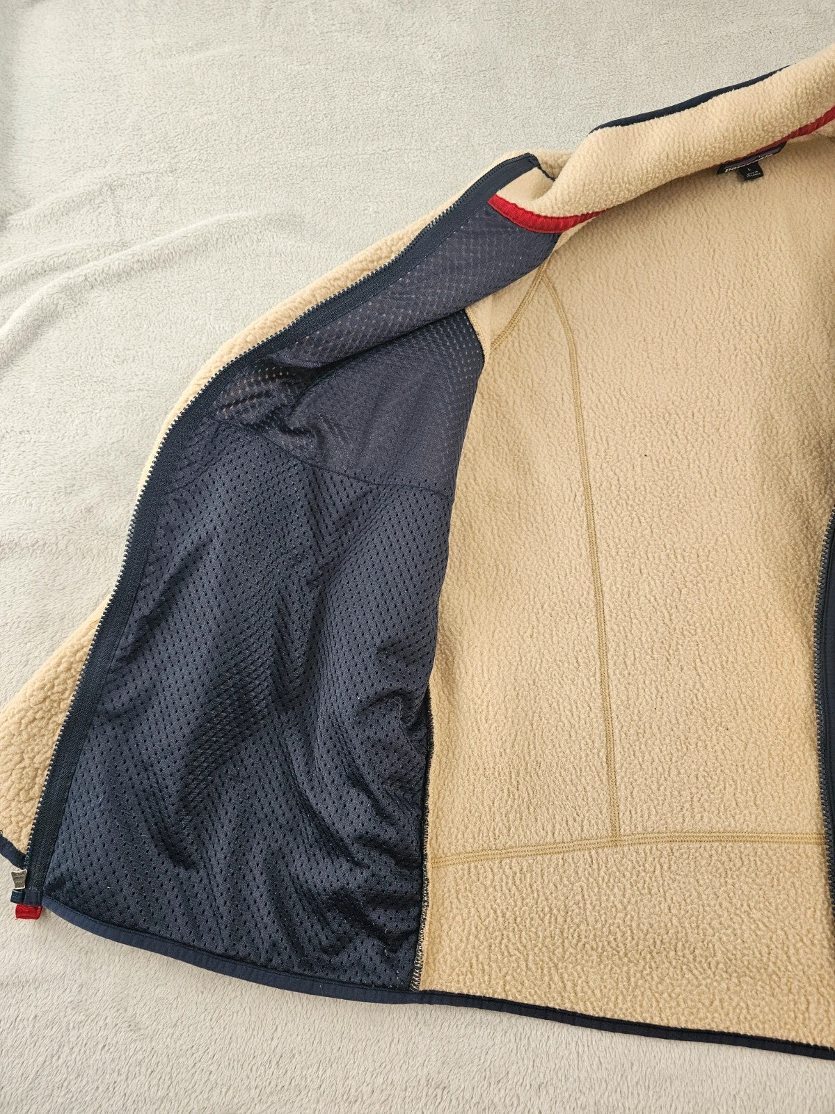 Patagonia men retro pile fleece jacket full zip stand-up collar pullover regular beige L