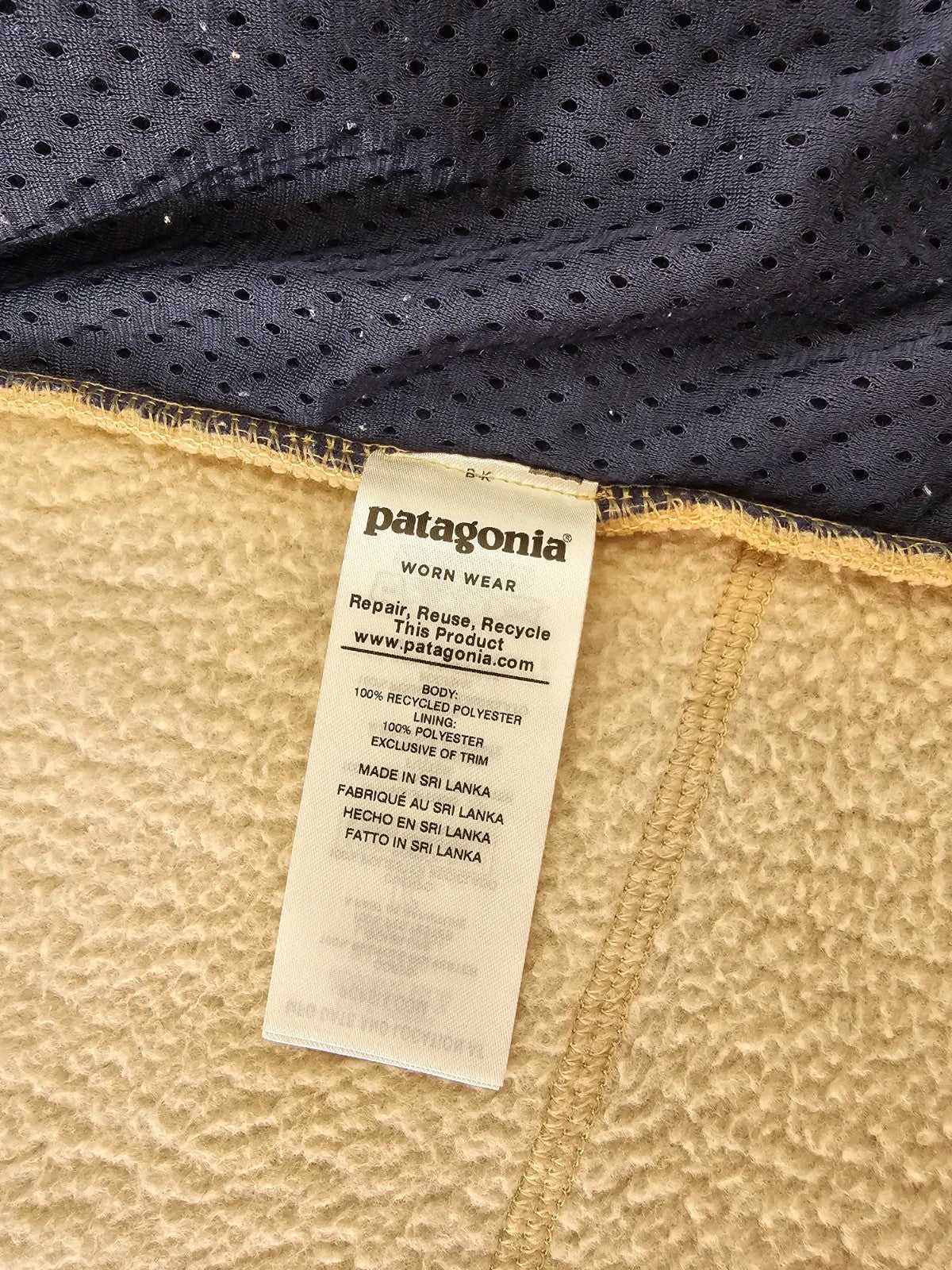Patagonia men retro pile fleece jacket full zip stand-up collar pullover regular beige L