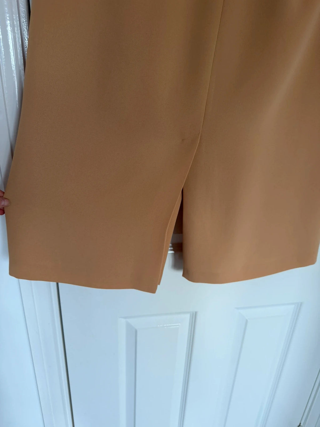 Jacques Vert women vintage tailored front-pleat midi skirt mid-rise pencil office canel/brown 2XL/16