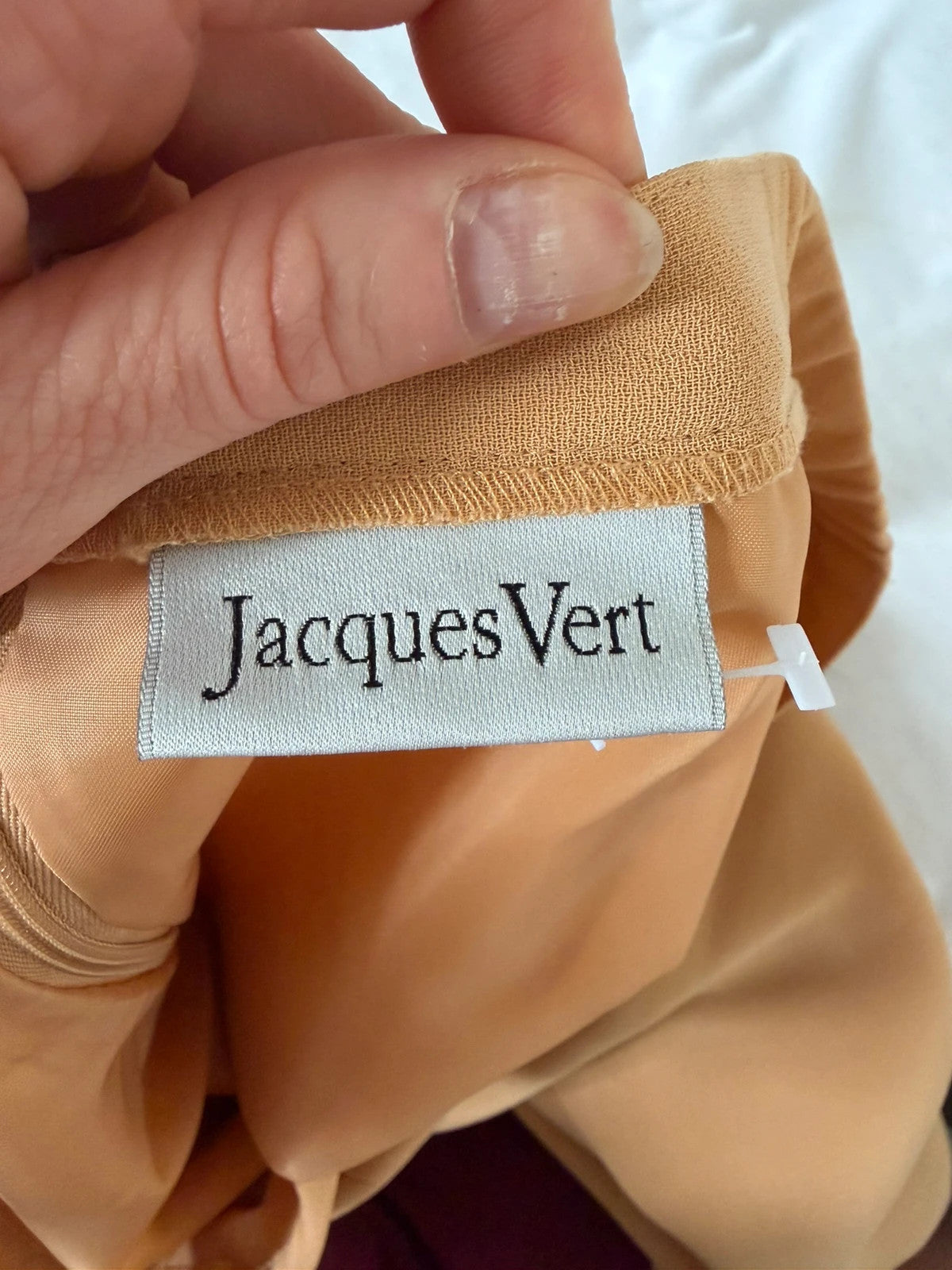Jacques Vert women vintage tailored front-pleat midi skirt mid-rise pencil office canel/brown 2XL/16
