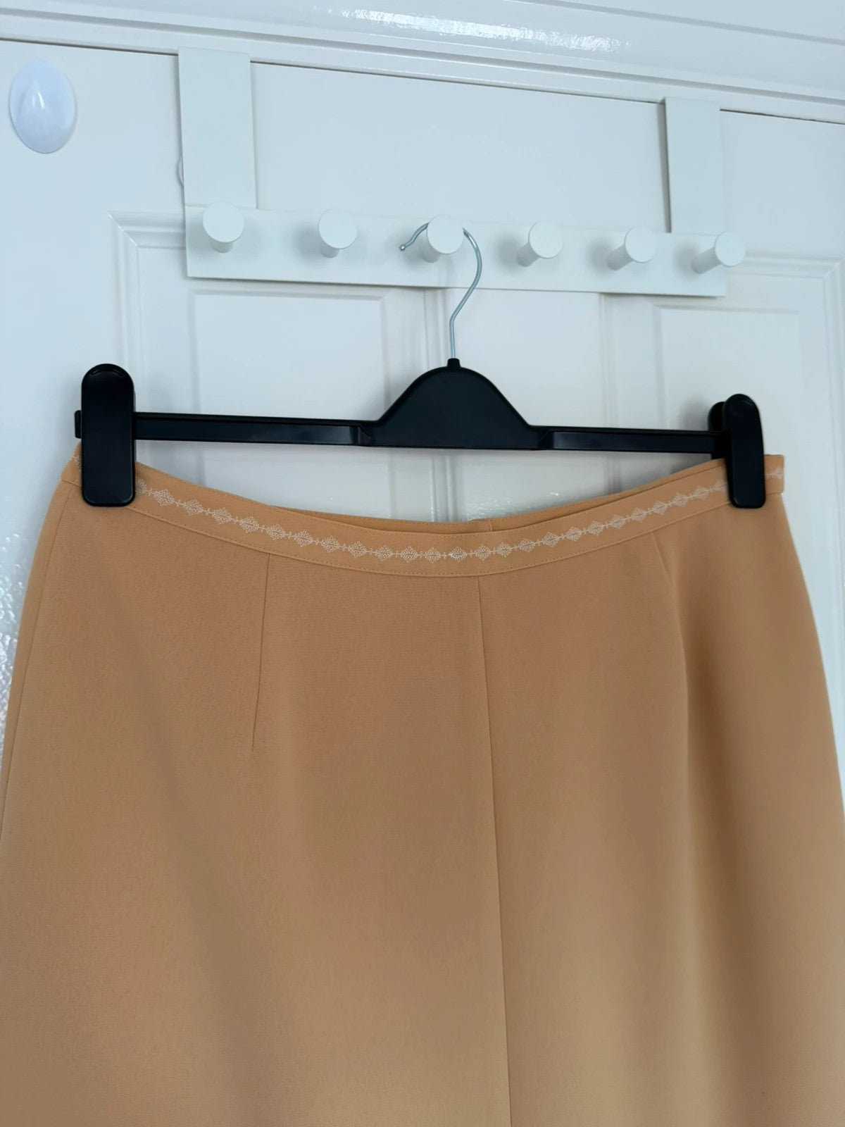Jacques Vert women vintage tailored front-pleat midi skirt mid-rise pencil office canel/brown 2XL/16