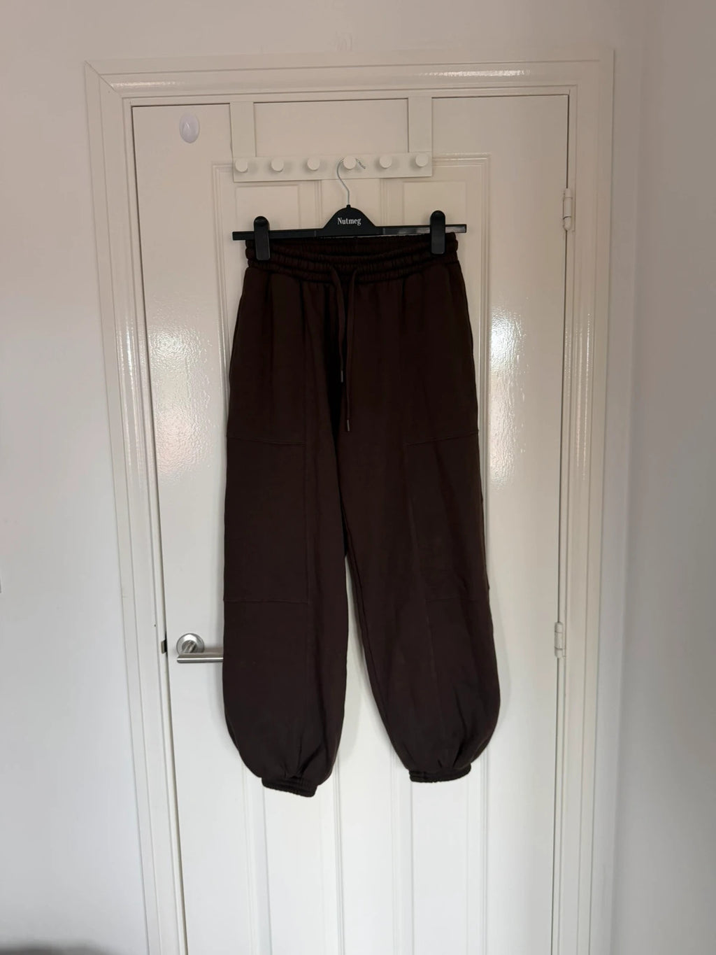 Stradivarius women ballon plush tracksuit bottom casual sport joggers cotton rich dark brown XS/6