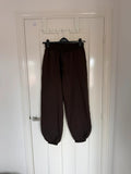 Stradivarius women ballon plush tracksuit bottom casual sport joggers cotton rich dark brown XS/6