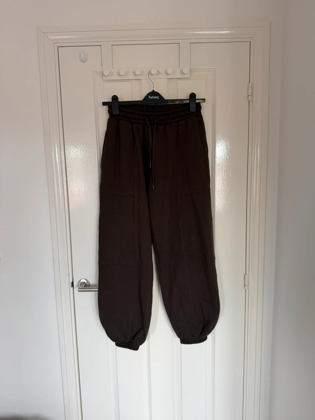 Stradivarius women ballon plush tracksuit bottom casual sport joggers cotton rich dark brown XS/6