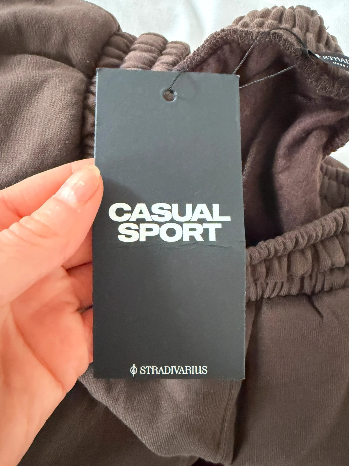 Stradivarius women ballon plush tracksuit bottom casual sport joggers cotton rich dark brown XS/6